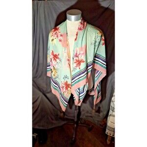 Express‎ Womens Open Front Cardigan Top One Size Green Floral